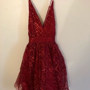 Red glitter homecoming dress